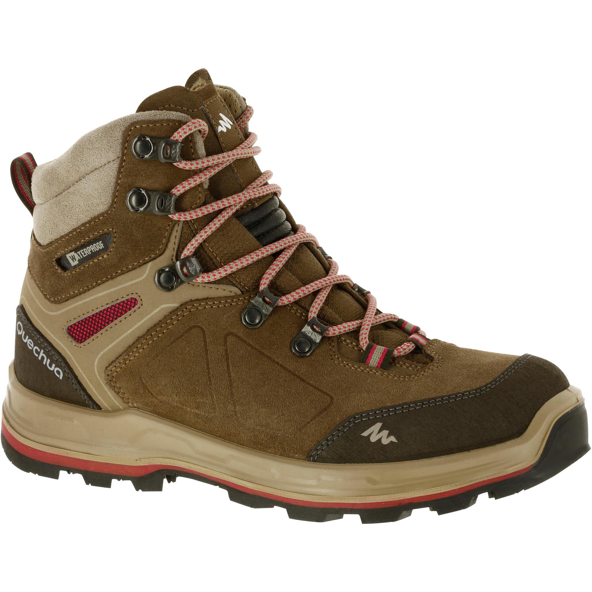 women waterproof trekking boots mt100 brown