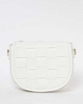 women weave pattern sling bag with detchable strap