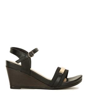 women wedges with buckle strap