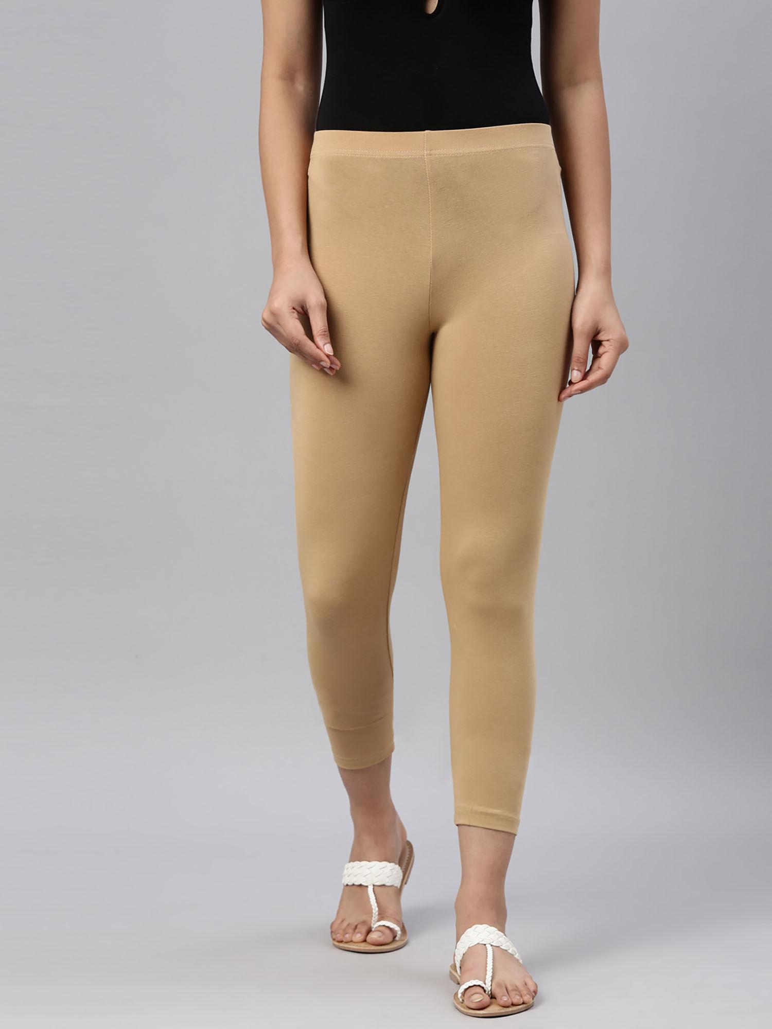 women wheat cotton cropped leggings