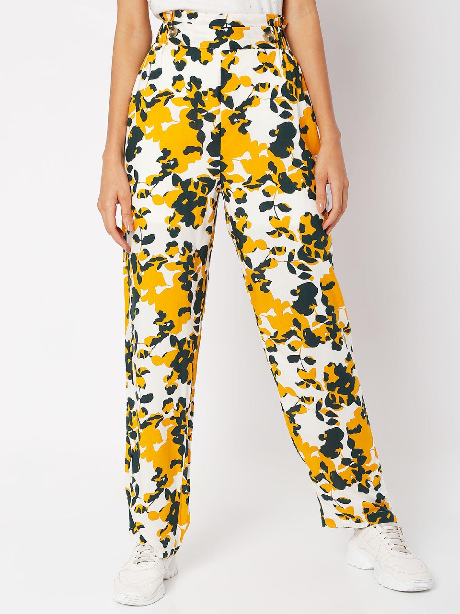 women white & yellow trouser