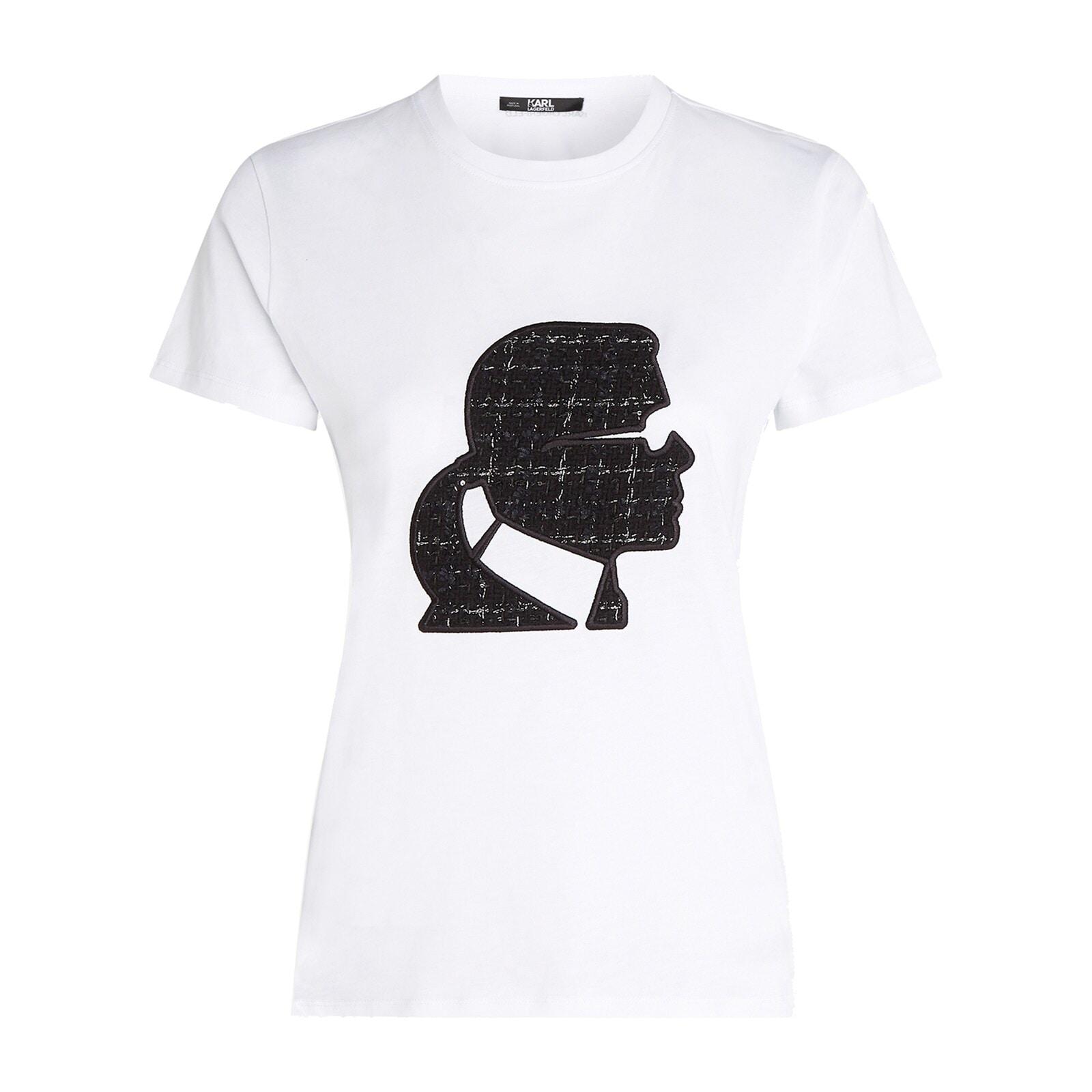 women white boucle karl face t-shirt