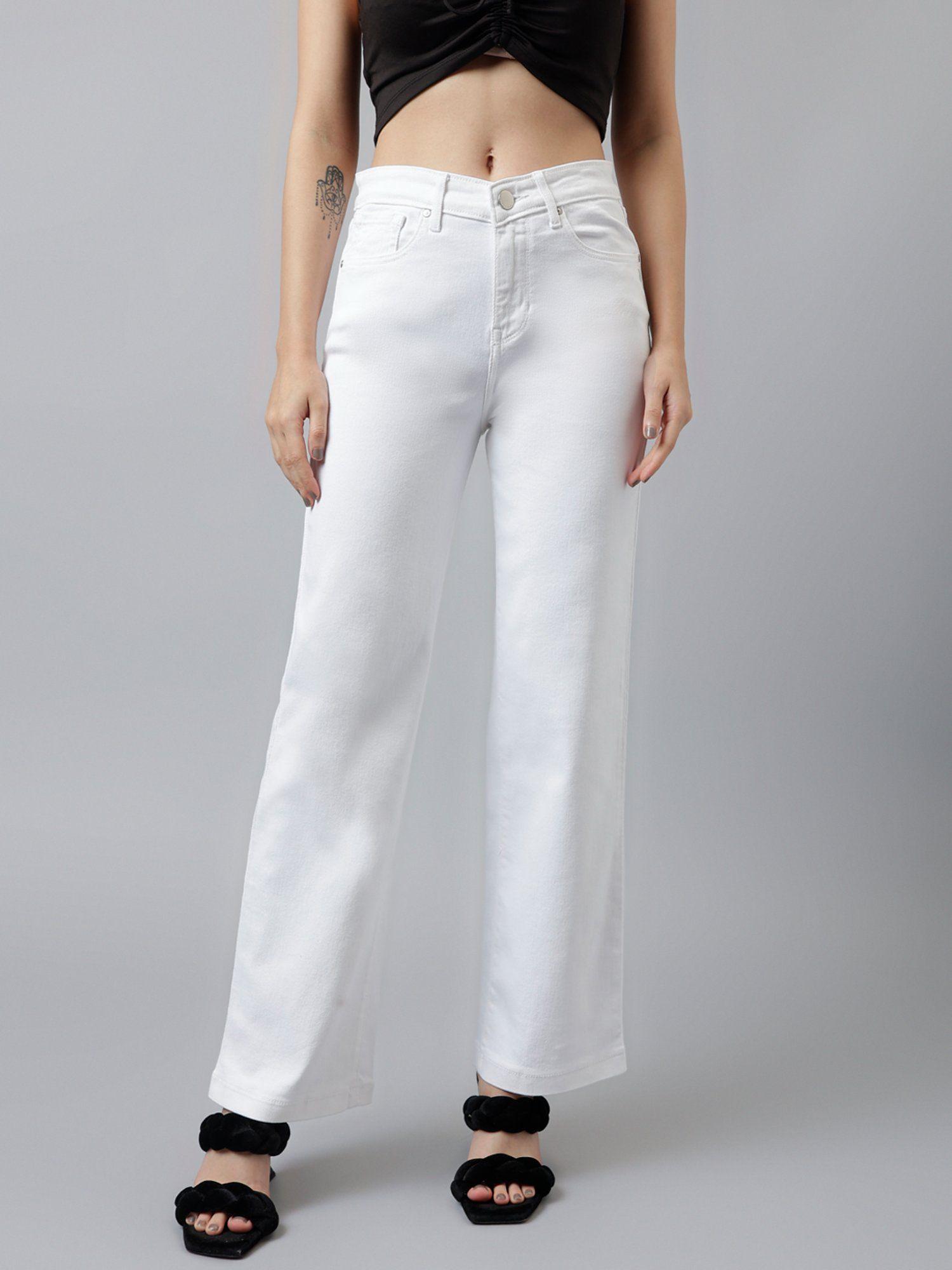 women white comfort wide leg high rise stretchable jeans