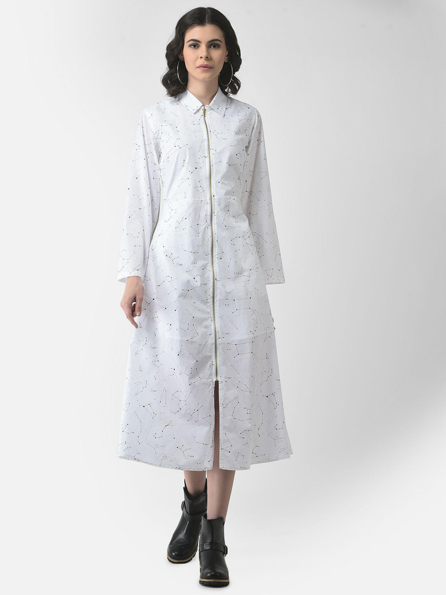 women white constellation midi shirt-style dress