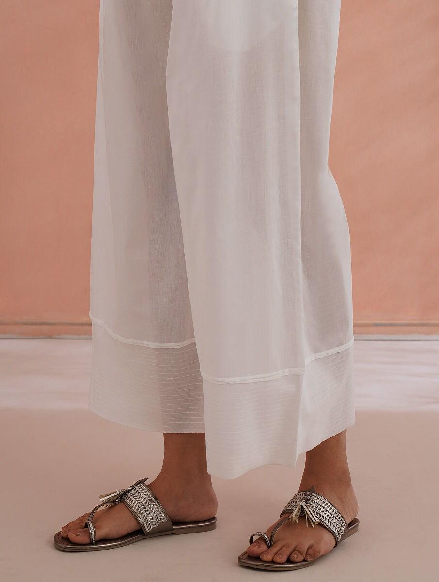 women white cotton ankle length palazzo