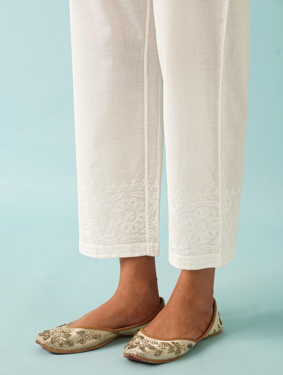 women white cotton ankle length palazzo