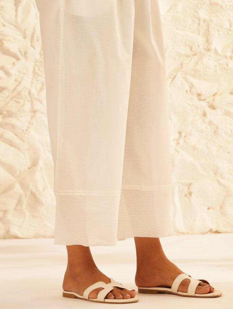 women white cotton ankle length palazzo