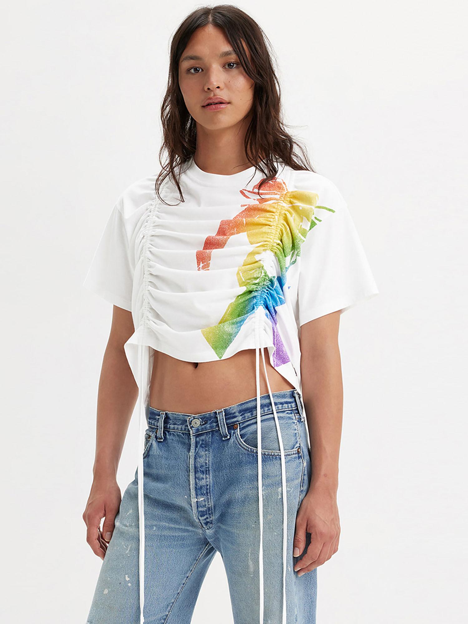 women white cotton crew neck graphic printed t-shirt