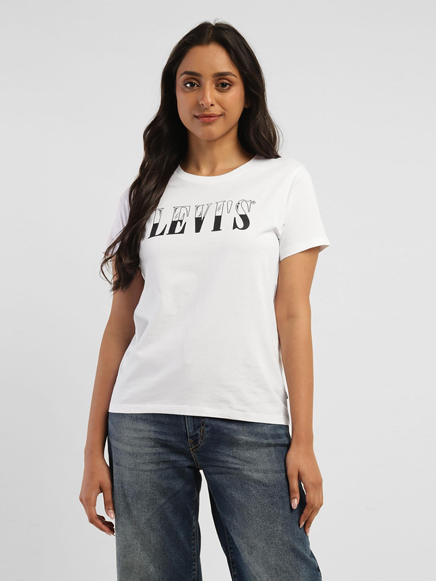 women white cotton crew neck solid t-shirt