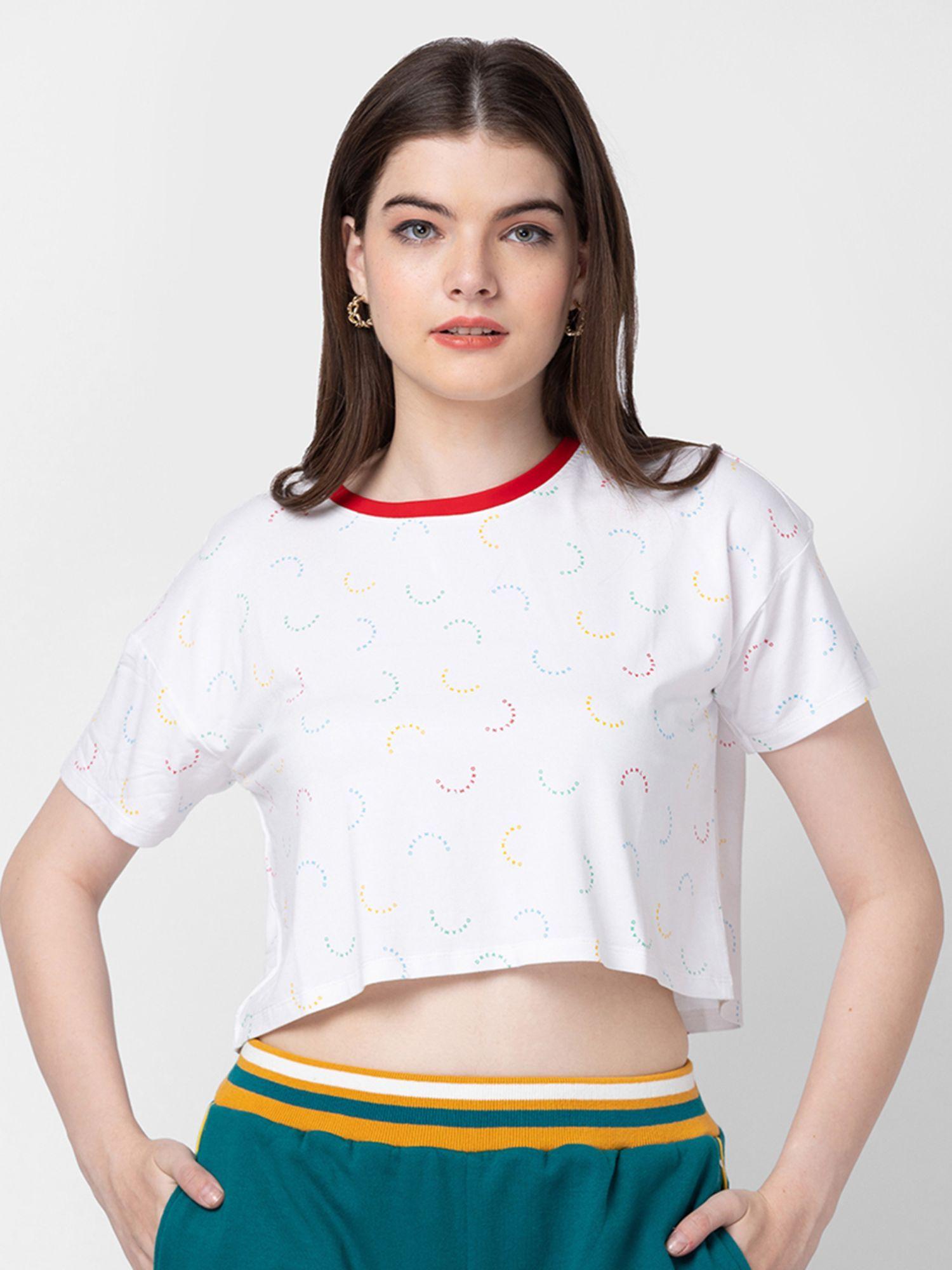 women white cotton plain crop top