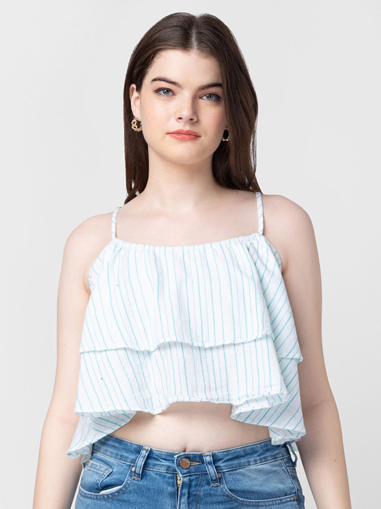 women white cotton sleeveless crop top