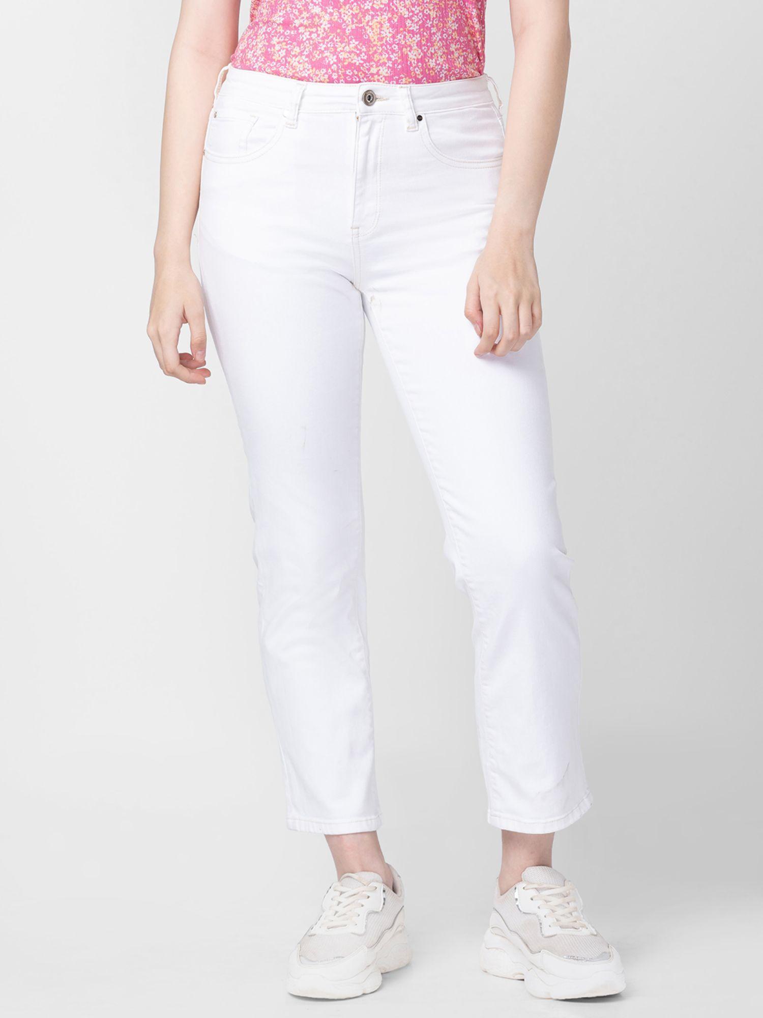 women white cotton slim straight fit ankle length jeans (emma)