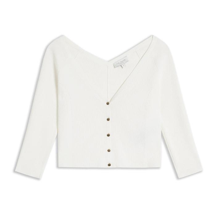 women white cropped v-front cardigan