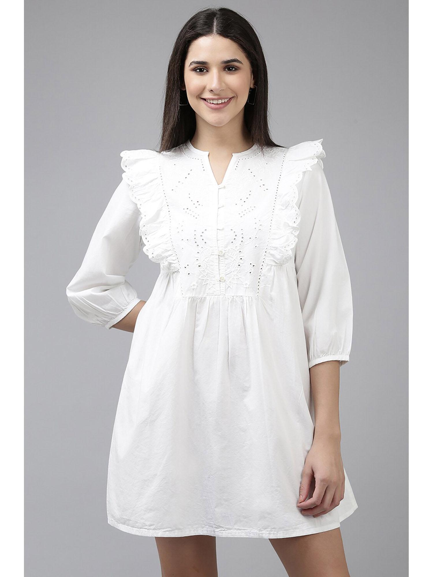 women white cut work thigh-length casual dress