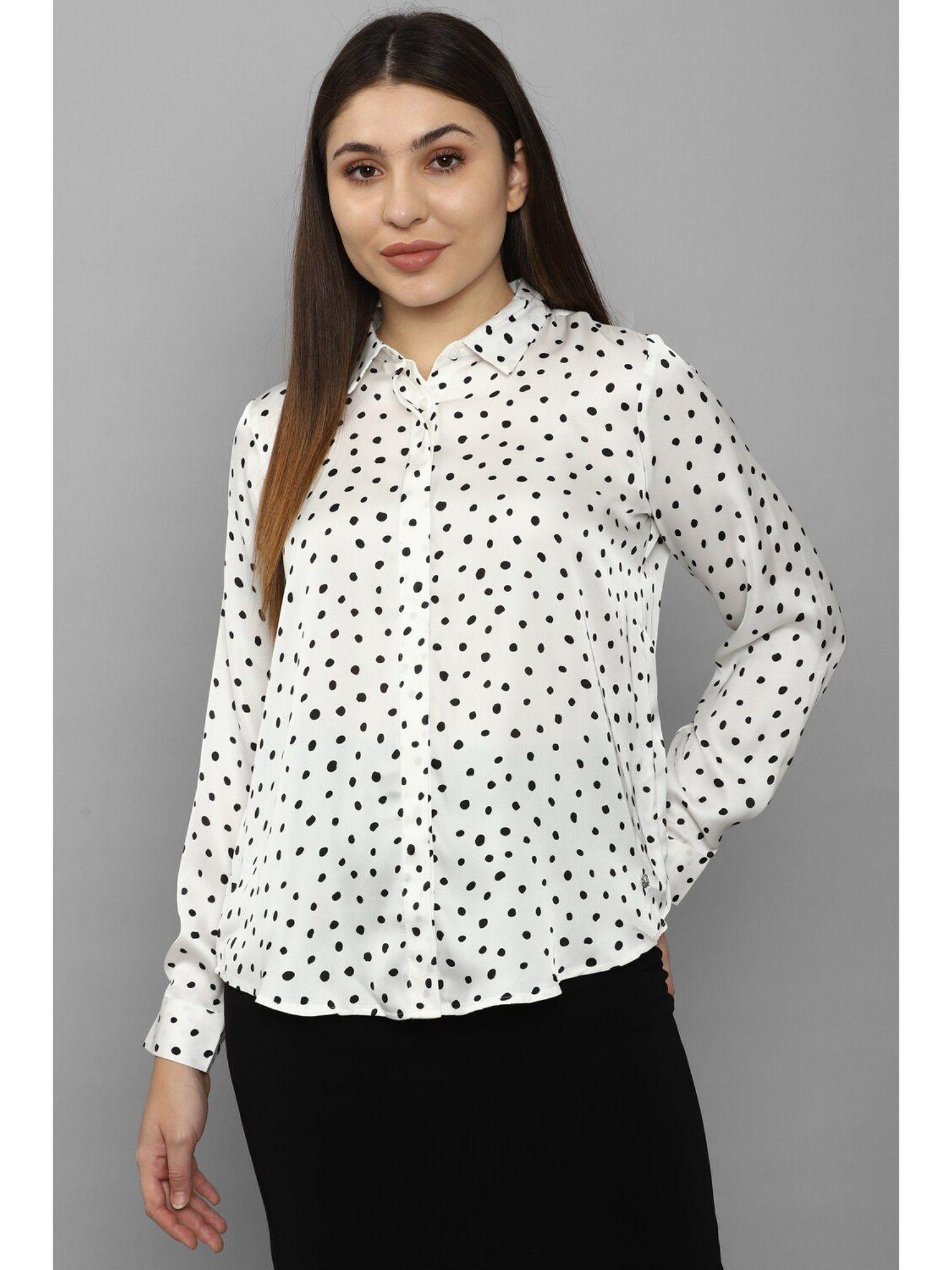 women white dots long sleeves shirt