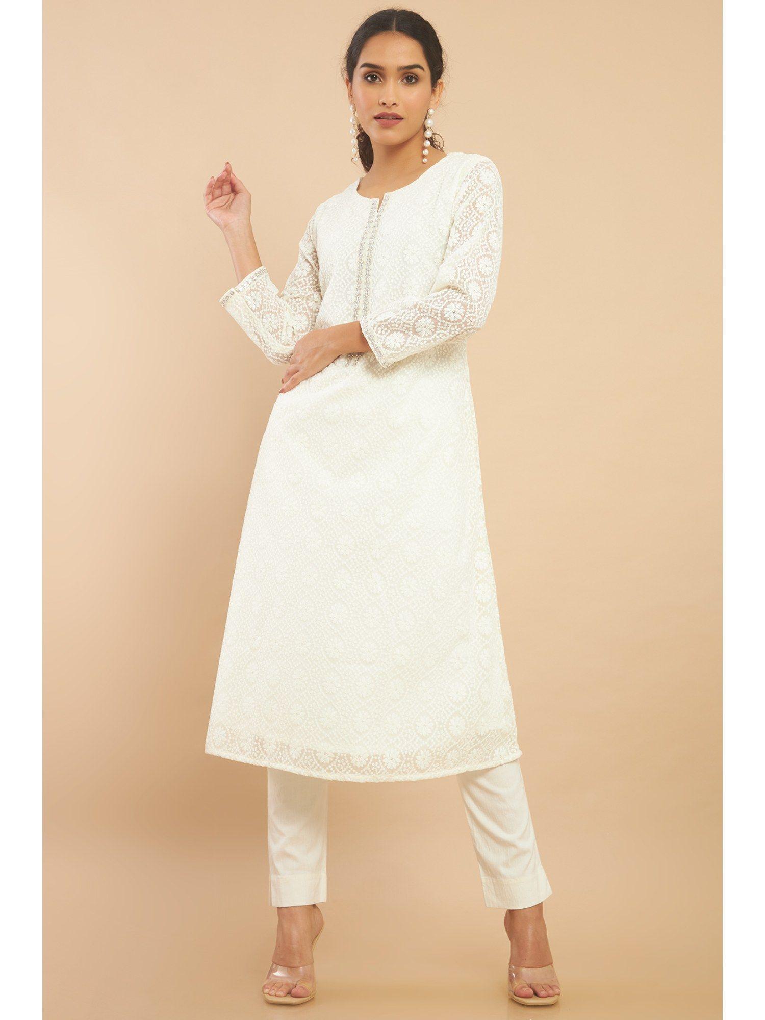 women white embroidered kurta