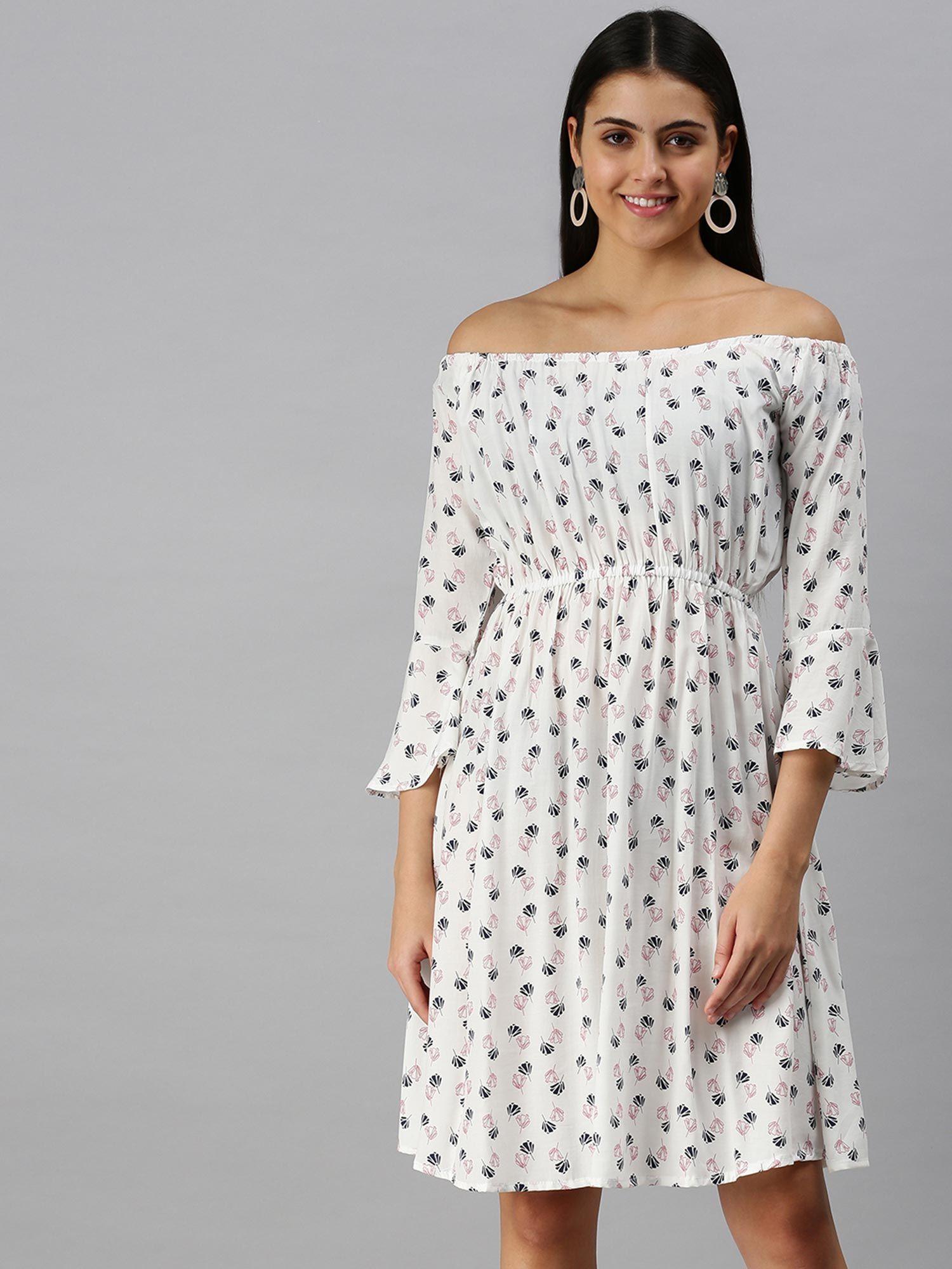 women white floral off shoulder dress