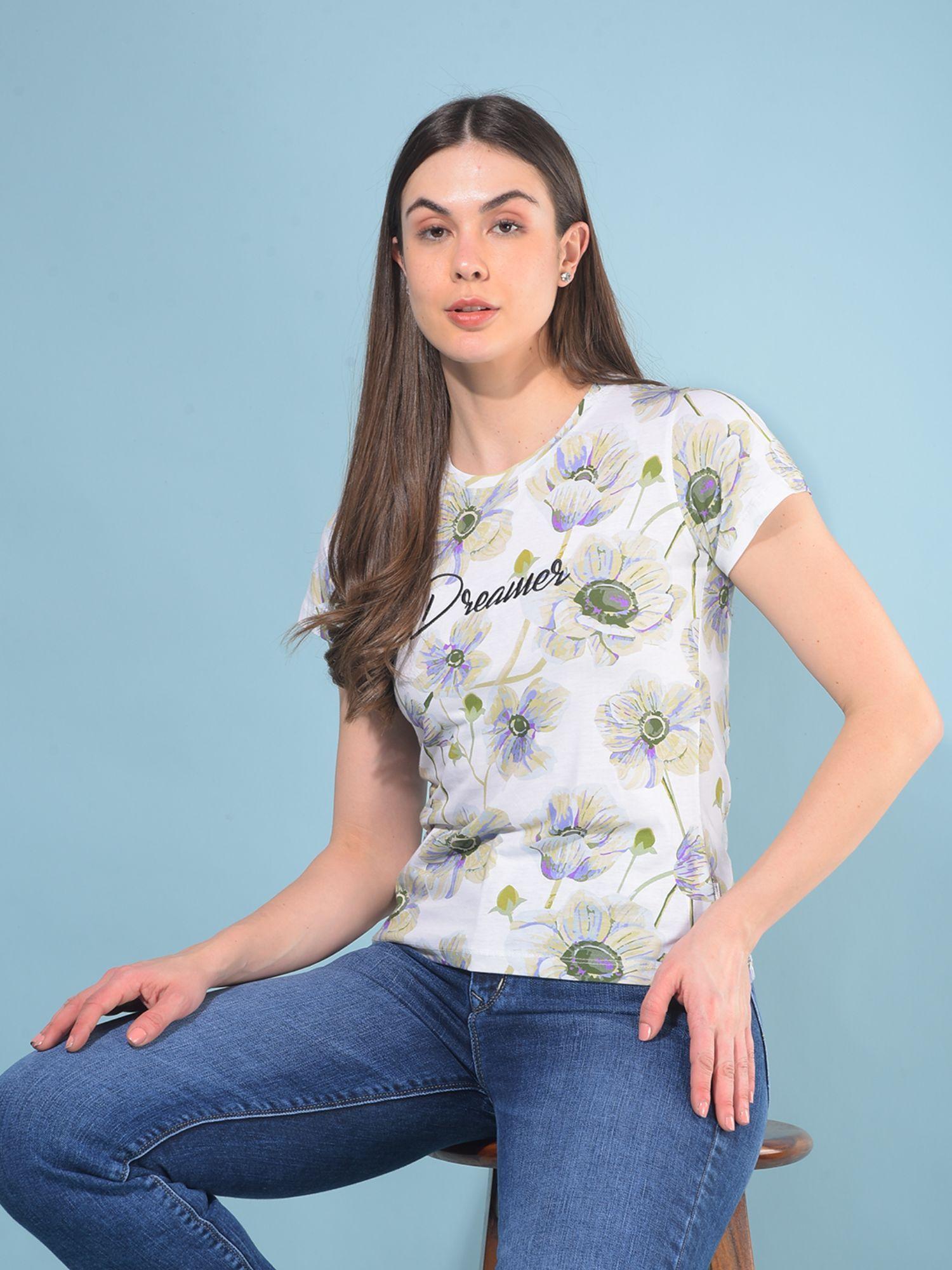 women white floral printed t-shirt