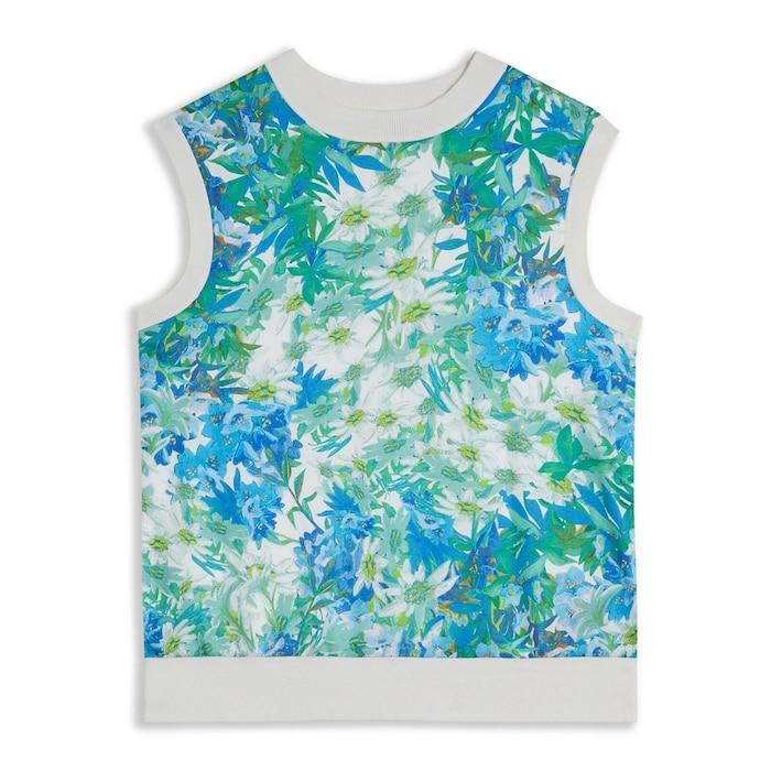 women white front printed sweater vest