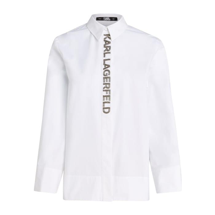 women white karl logo placket shirt