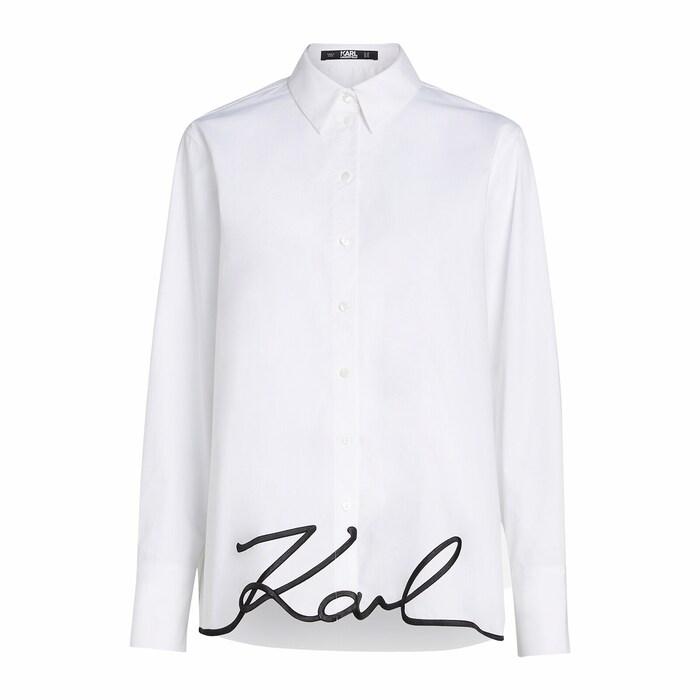 women white karl signature hem shirt