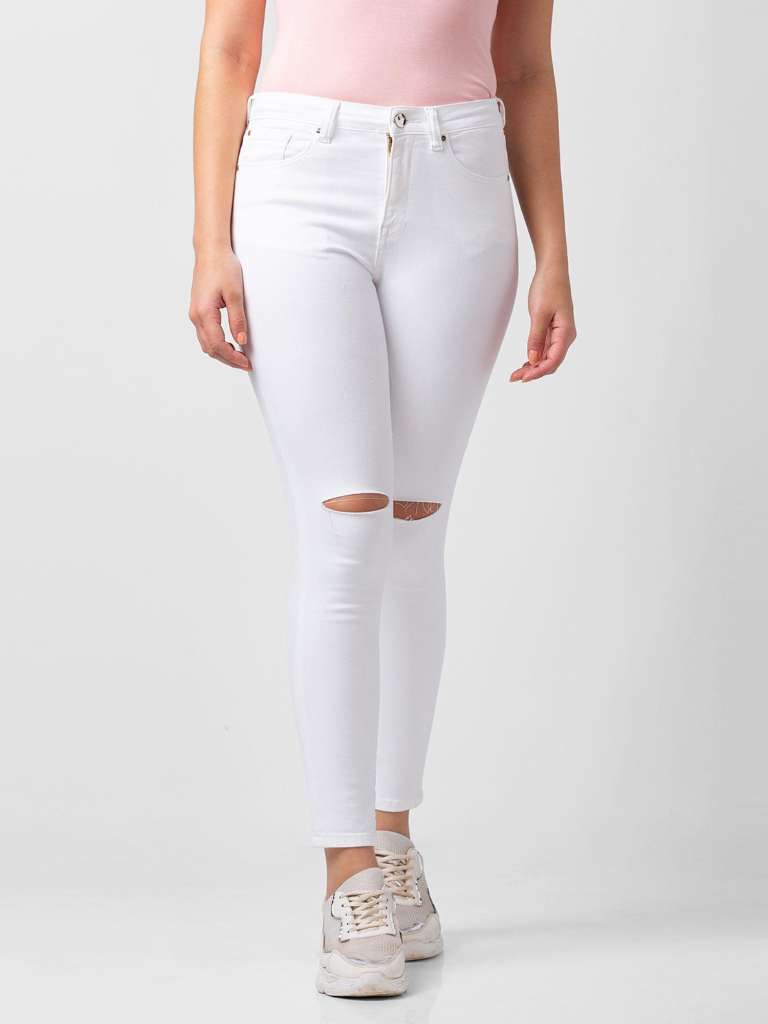 women white lycra super skinny fit ankle length jeans (alexa)