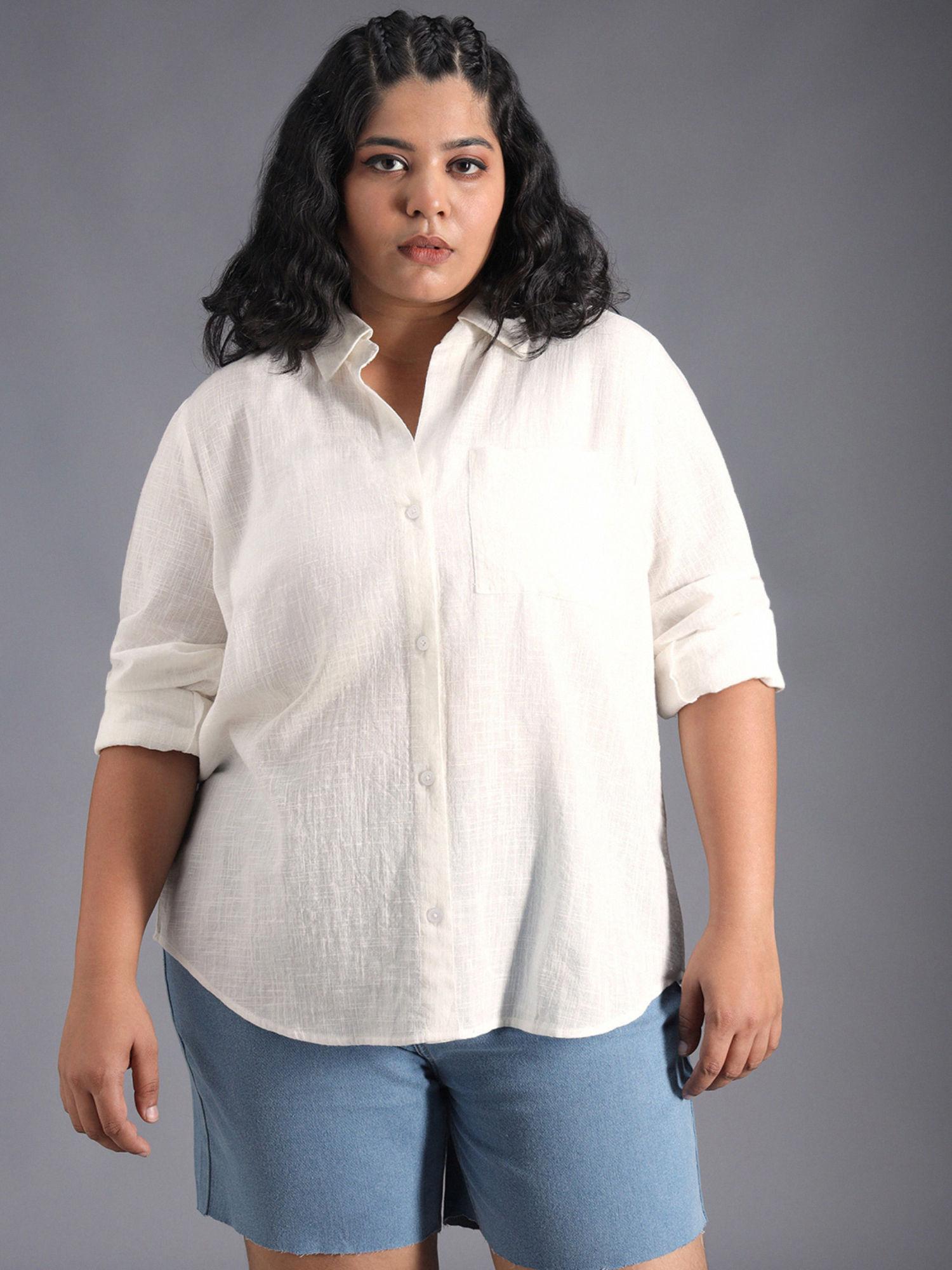 women white oversized solid cotton shirts