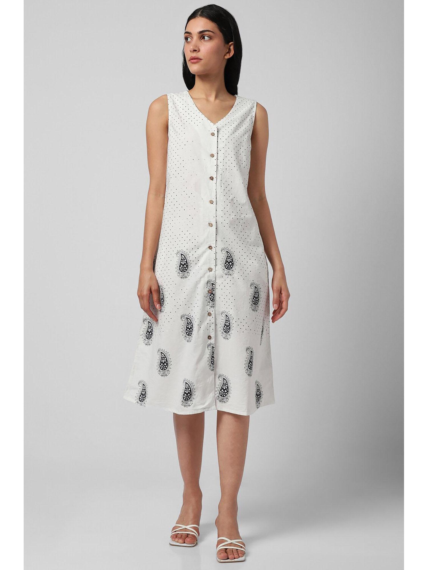 women white print casual dress