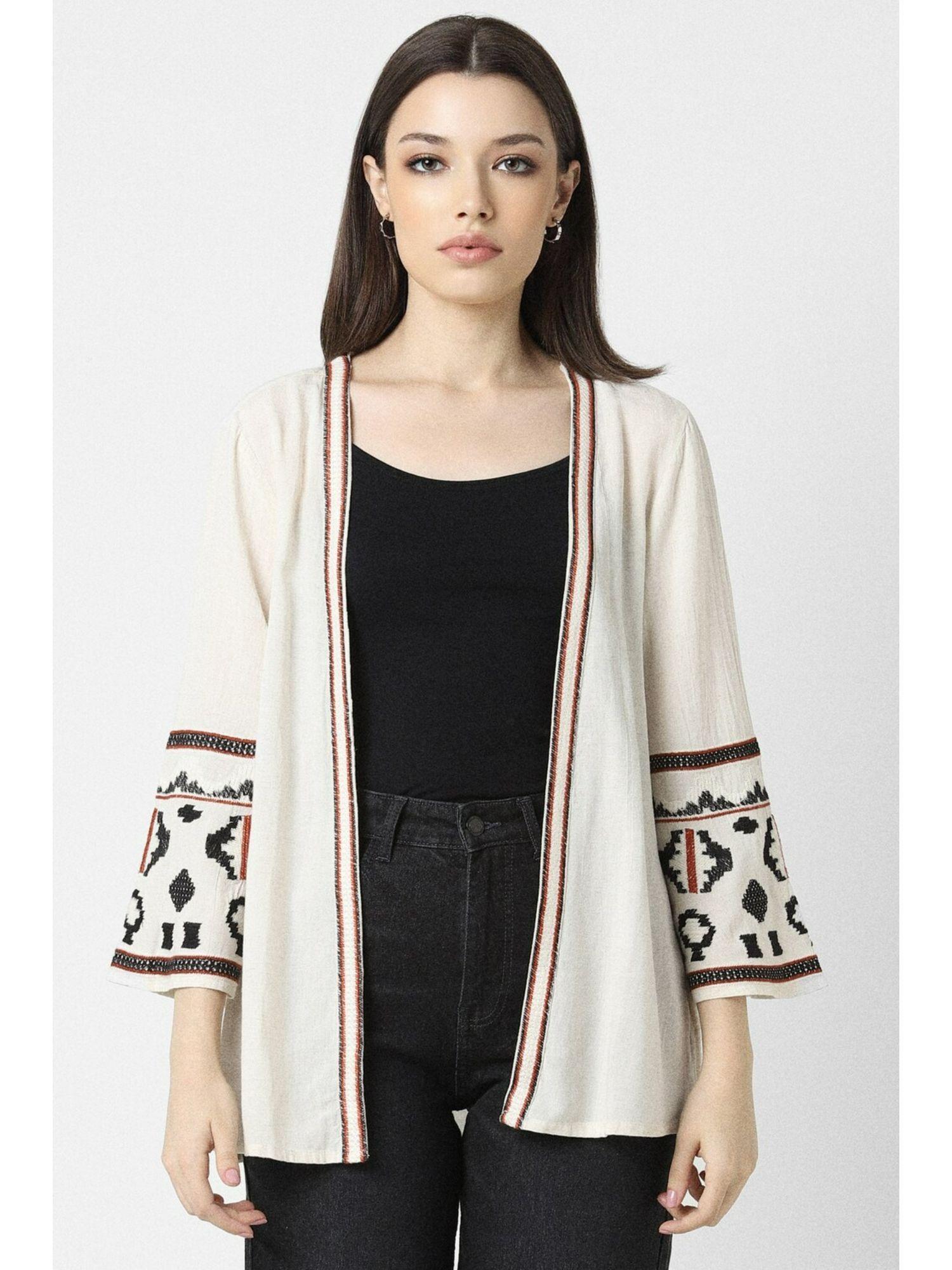 women white print casual jacket