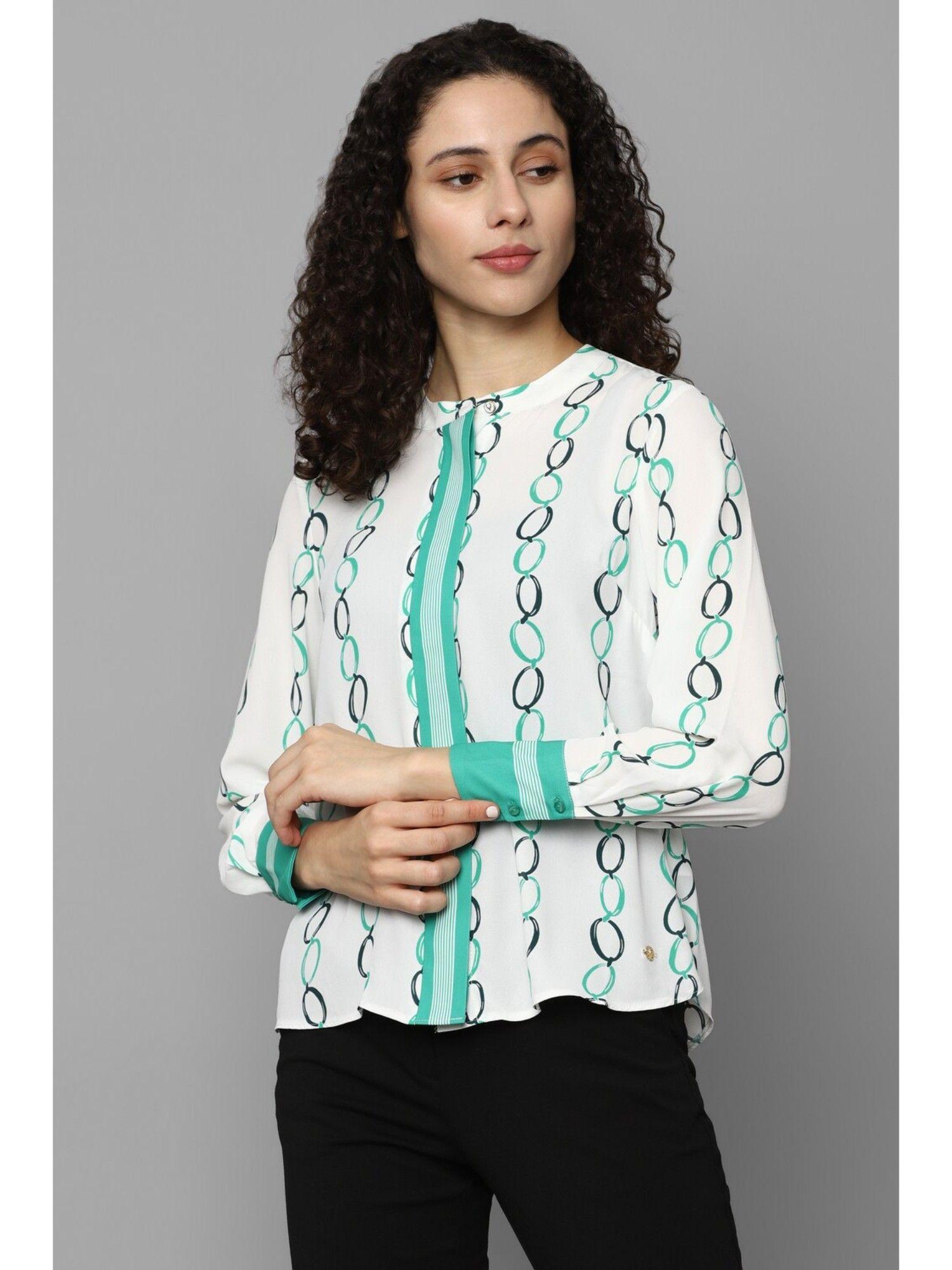 women white print long sleeves shirt