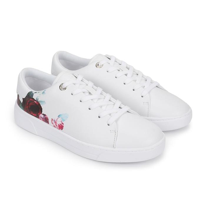 women white printed cupsole trainers