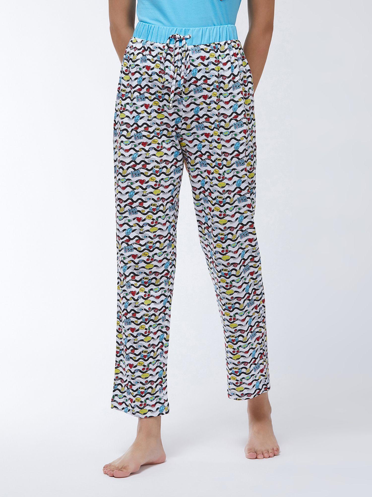 women white printed regular length pajama