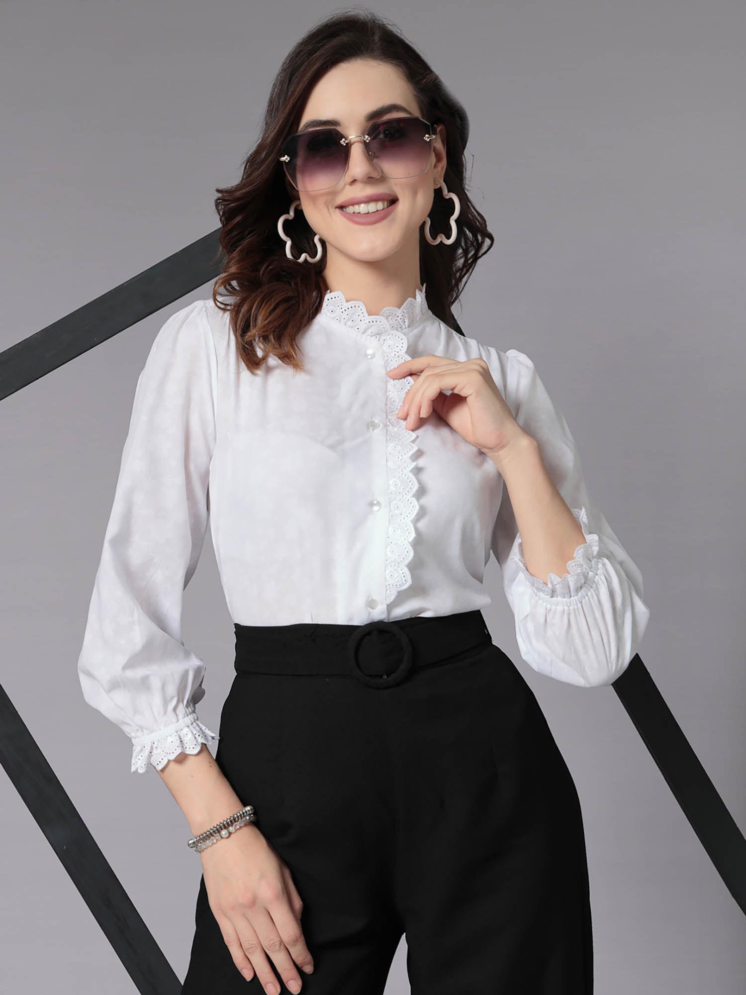 women white self design polycotton formal shirt