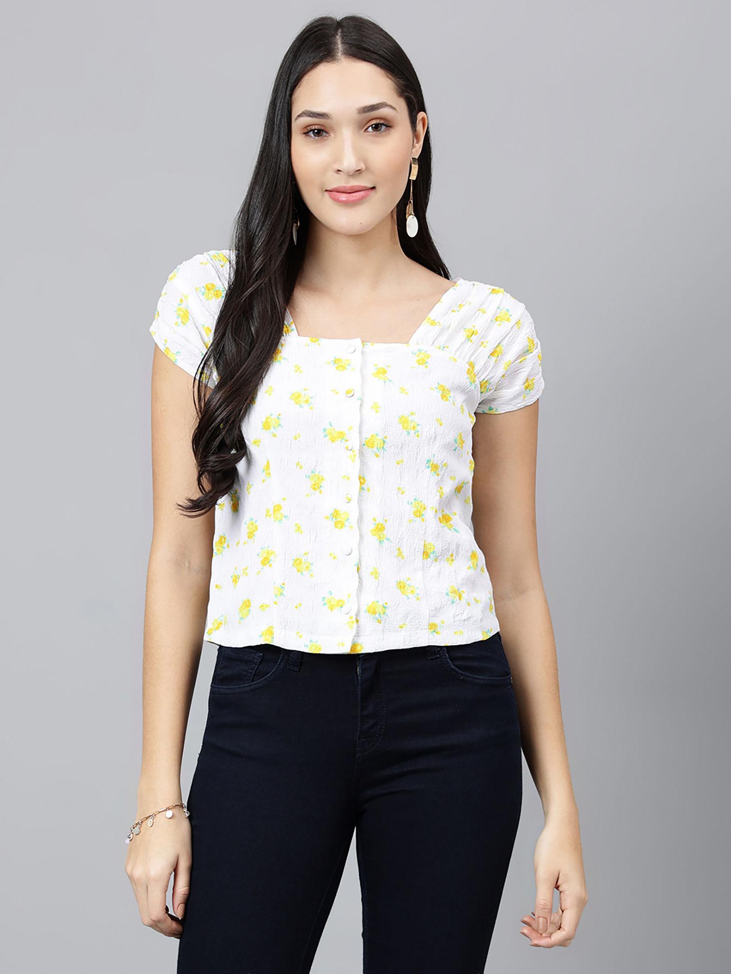 women white short sleeve printed top