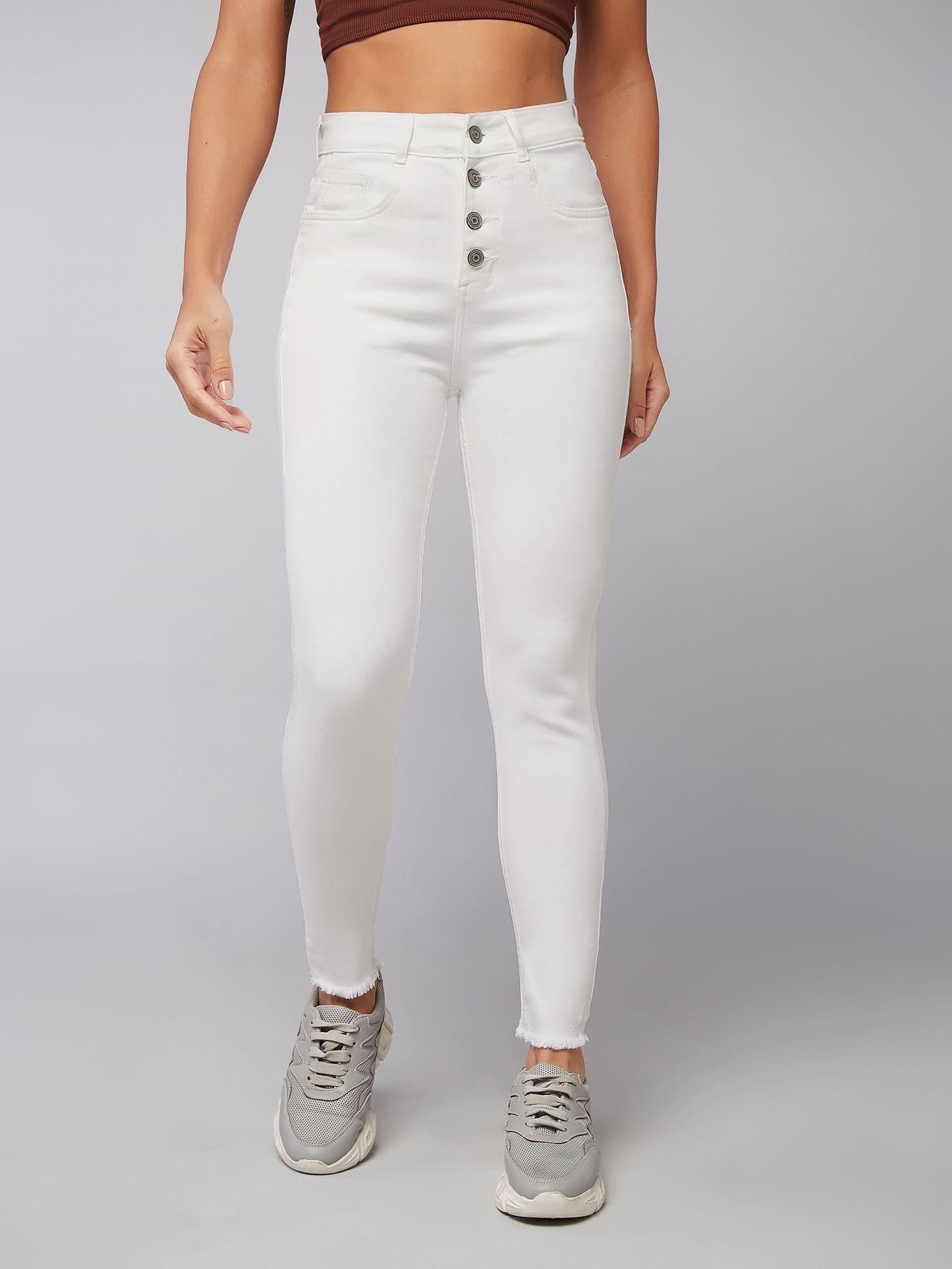 women white skinny fit skinny high rise stretchable jeans