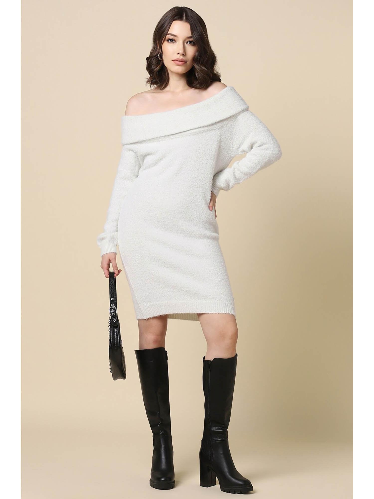 women white solid casual dress