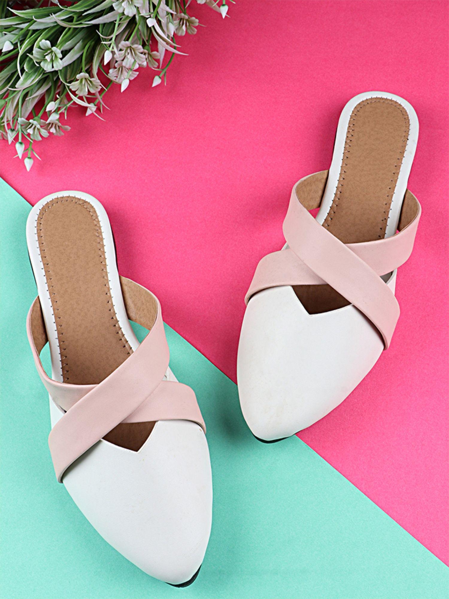 women white solid casual mules