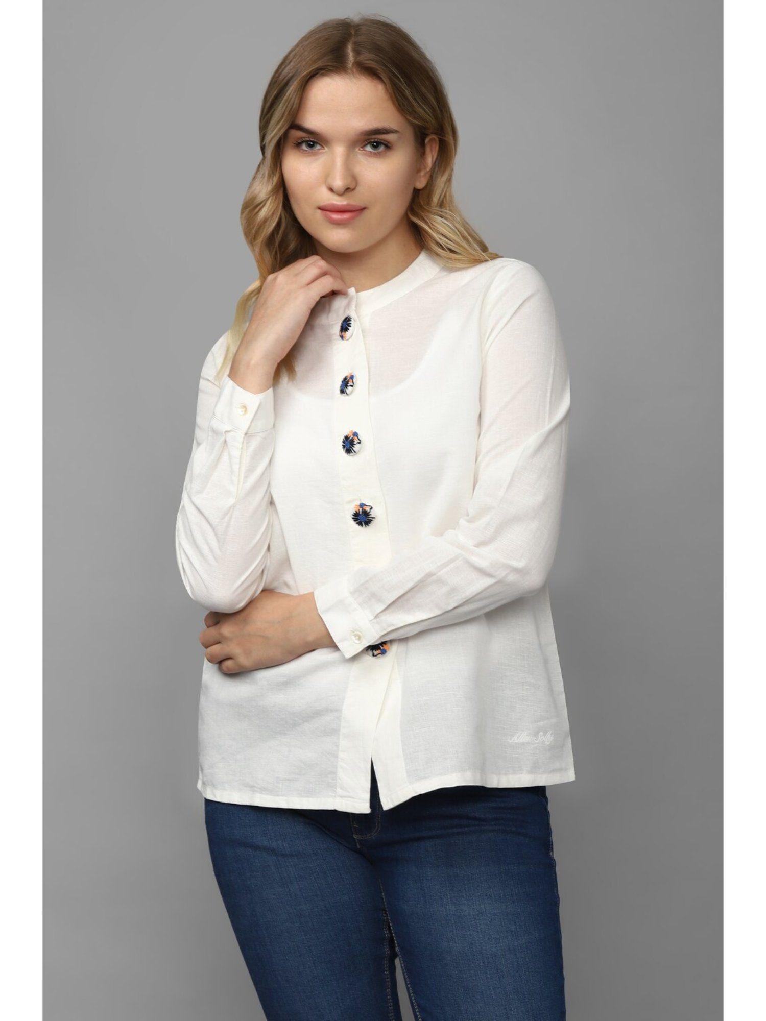 women white solid casual top