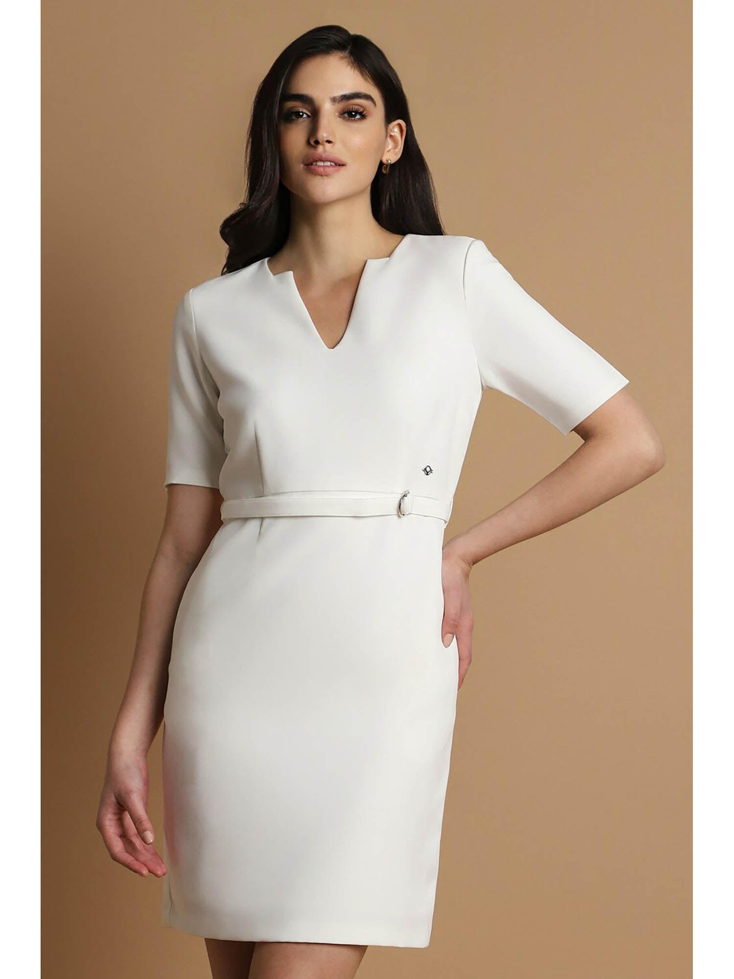 women white solid formal dress