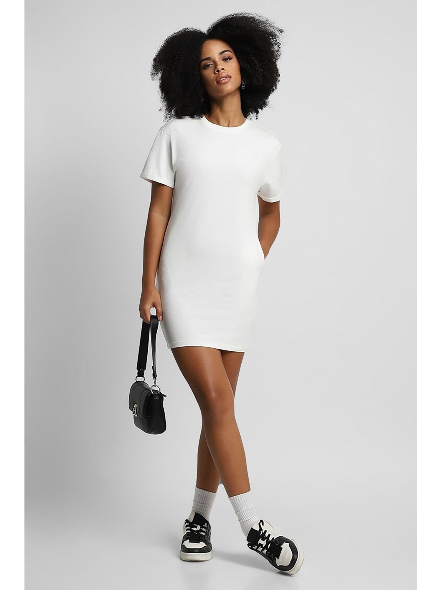 women white solid mini dress