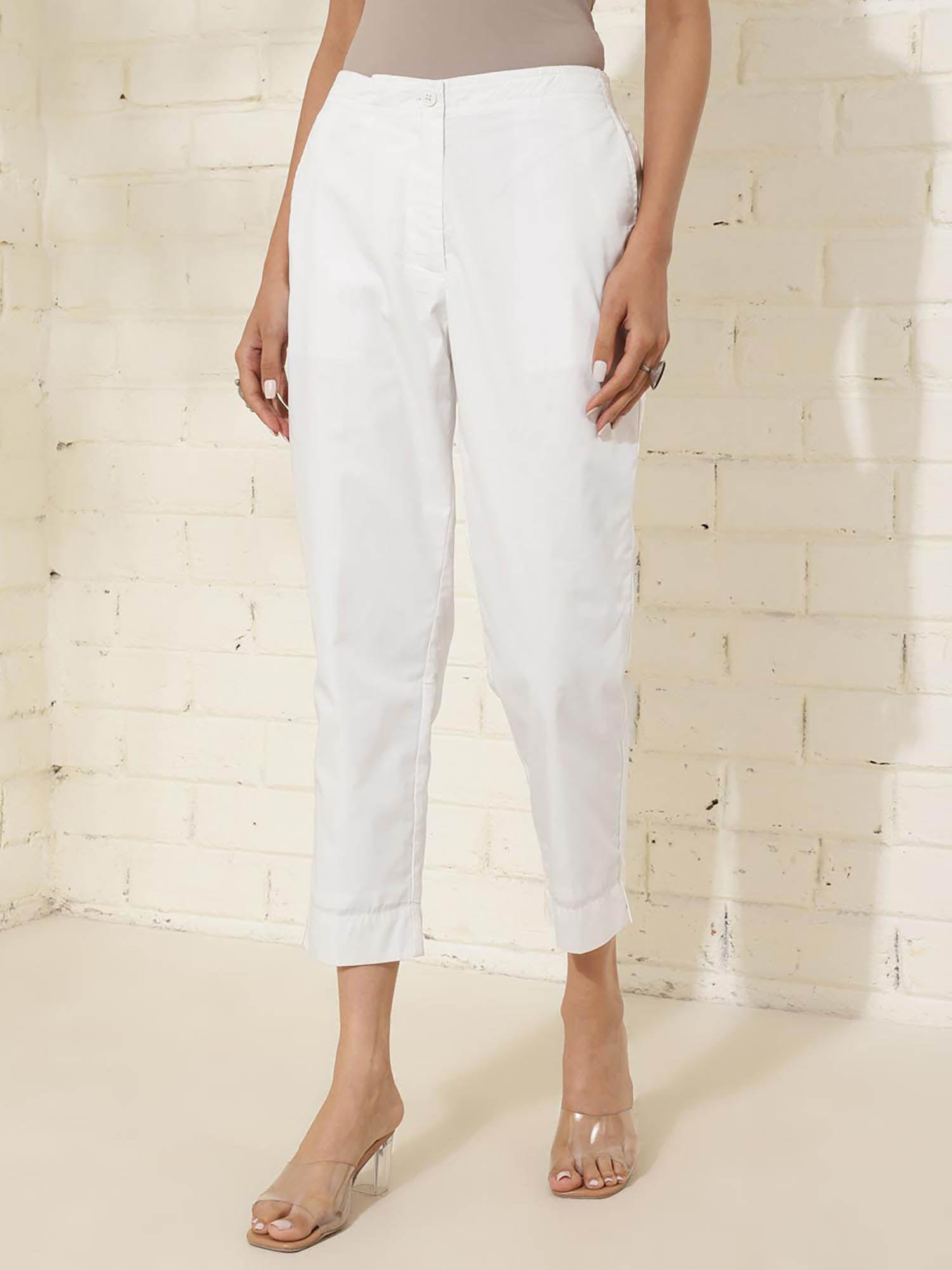 women white solid pant