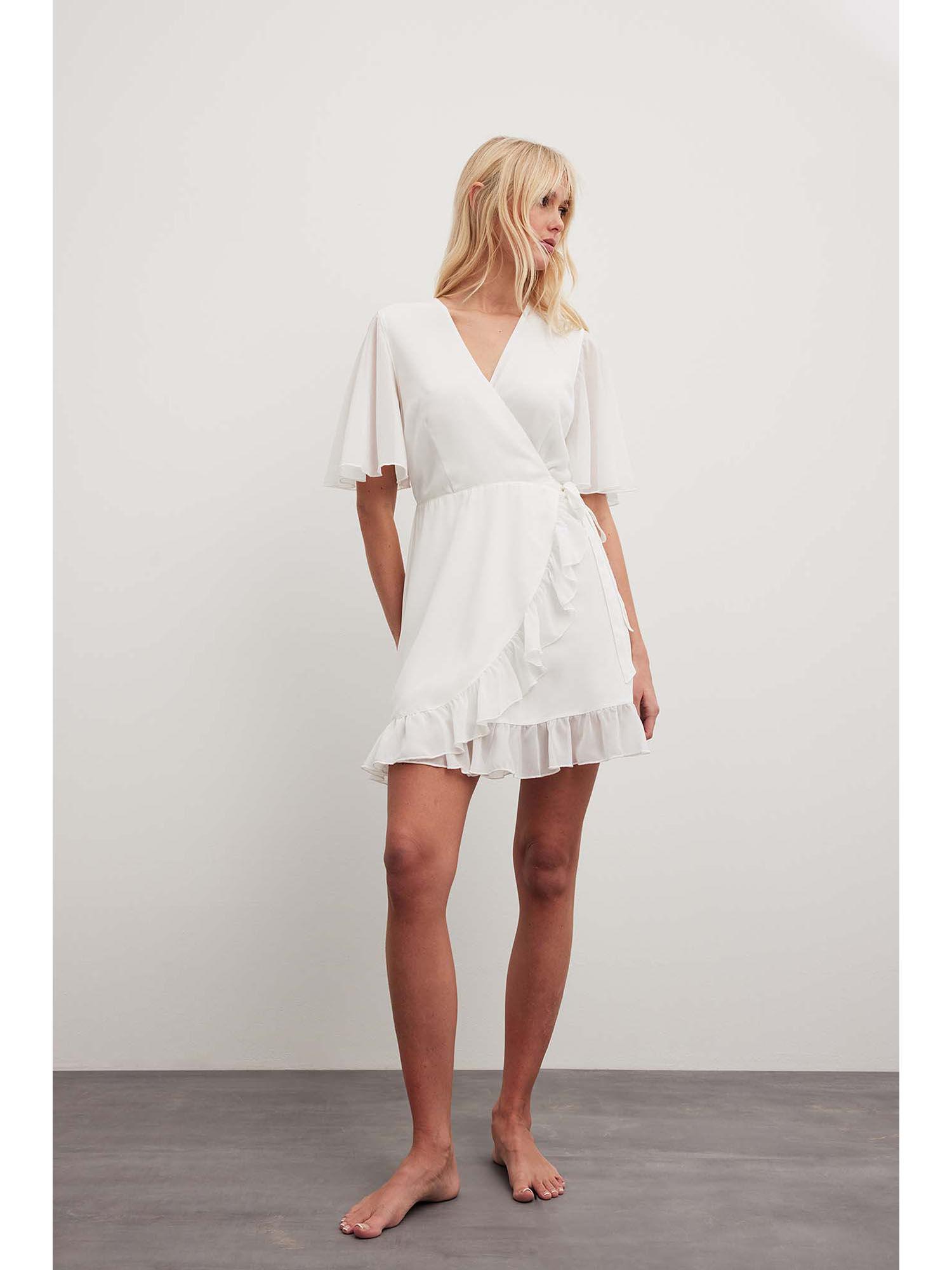 women white solid-plain mini dress