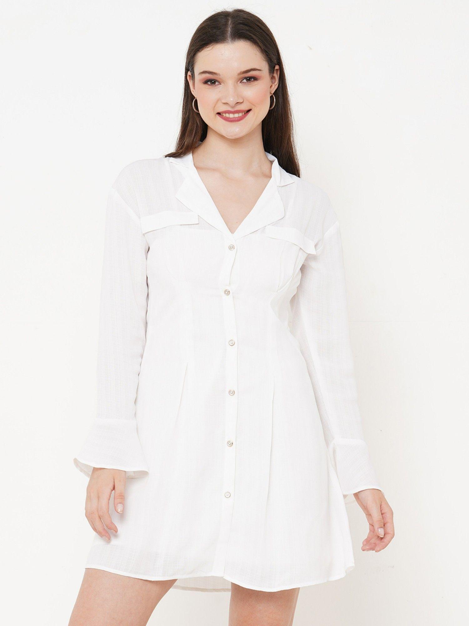 women white solid shirts dress