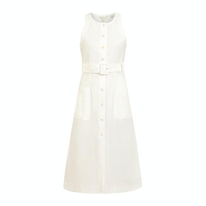 women white solid skater midi dress