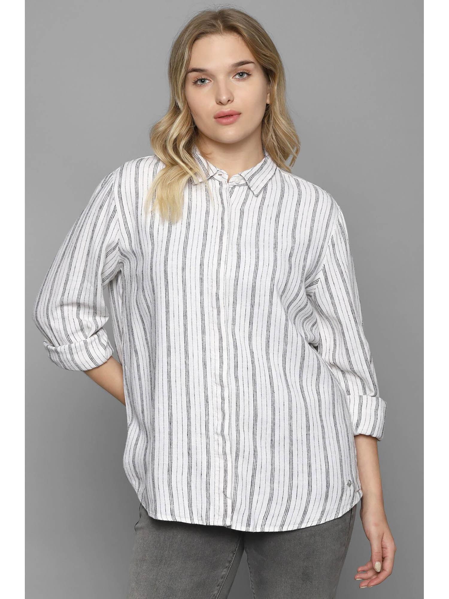 women white stripe long sleeves shirt