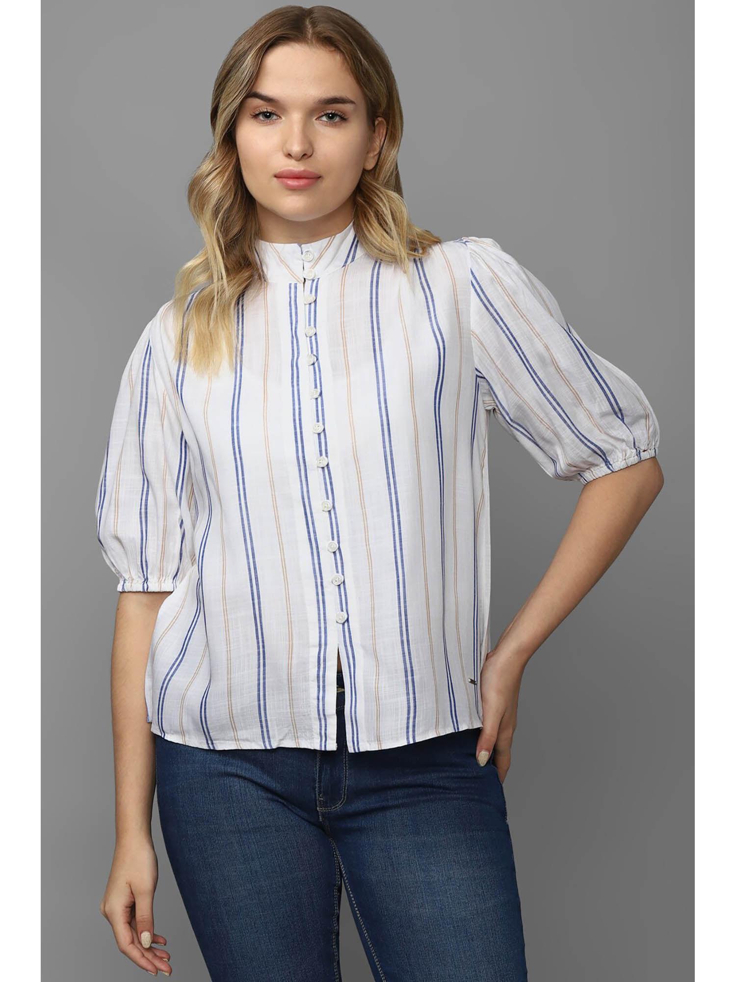 women white stripe short sleeves shirt