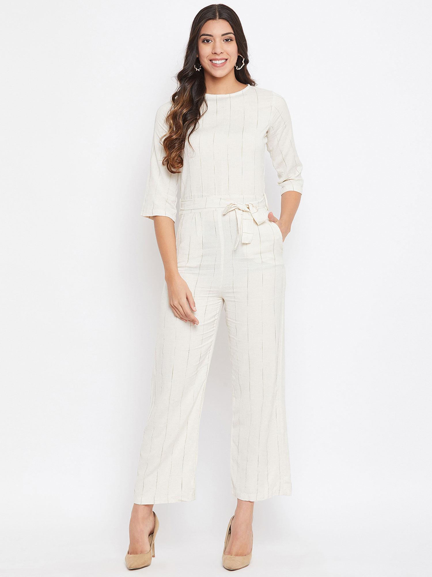 women white striped jump suit