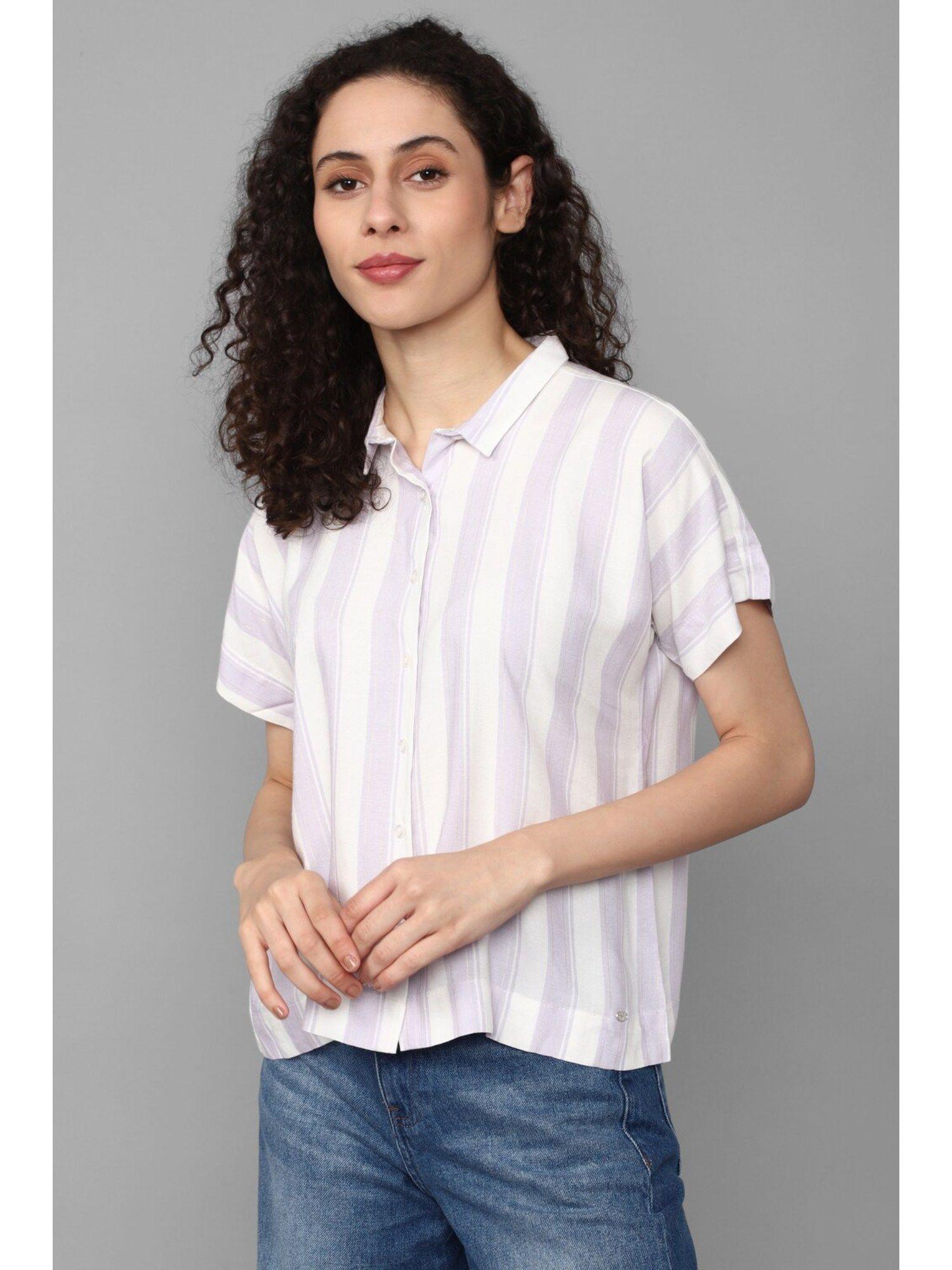 women white stripes short sleeves shirt