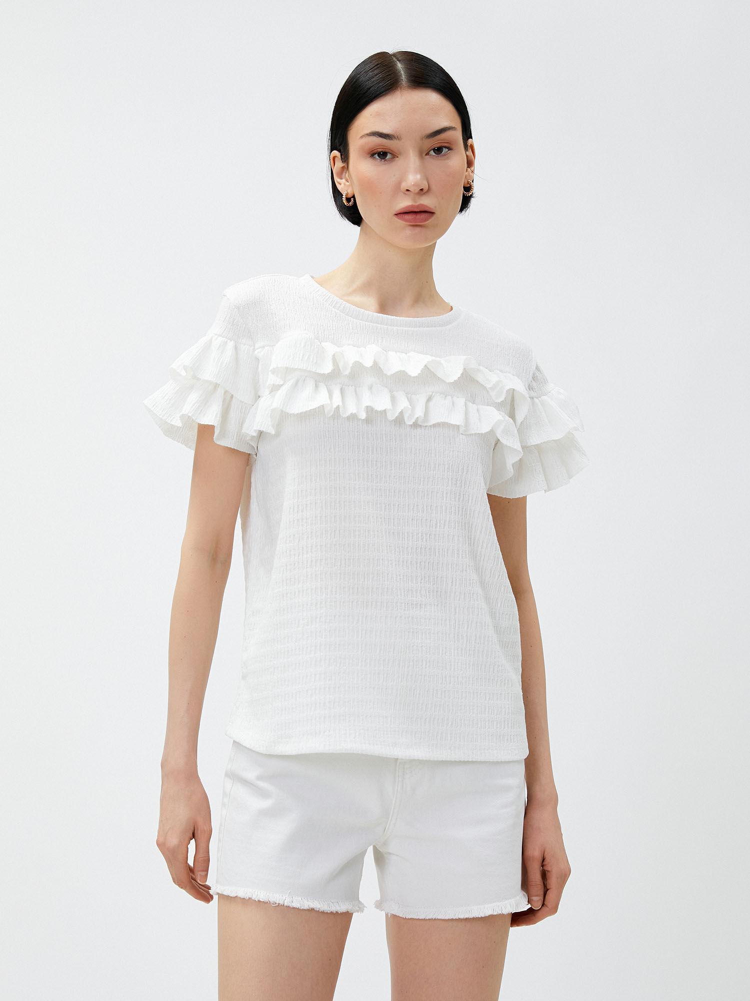 women white textured normal top