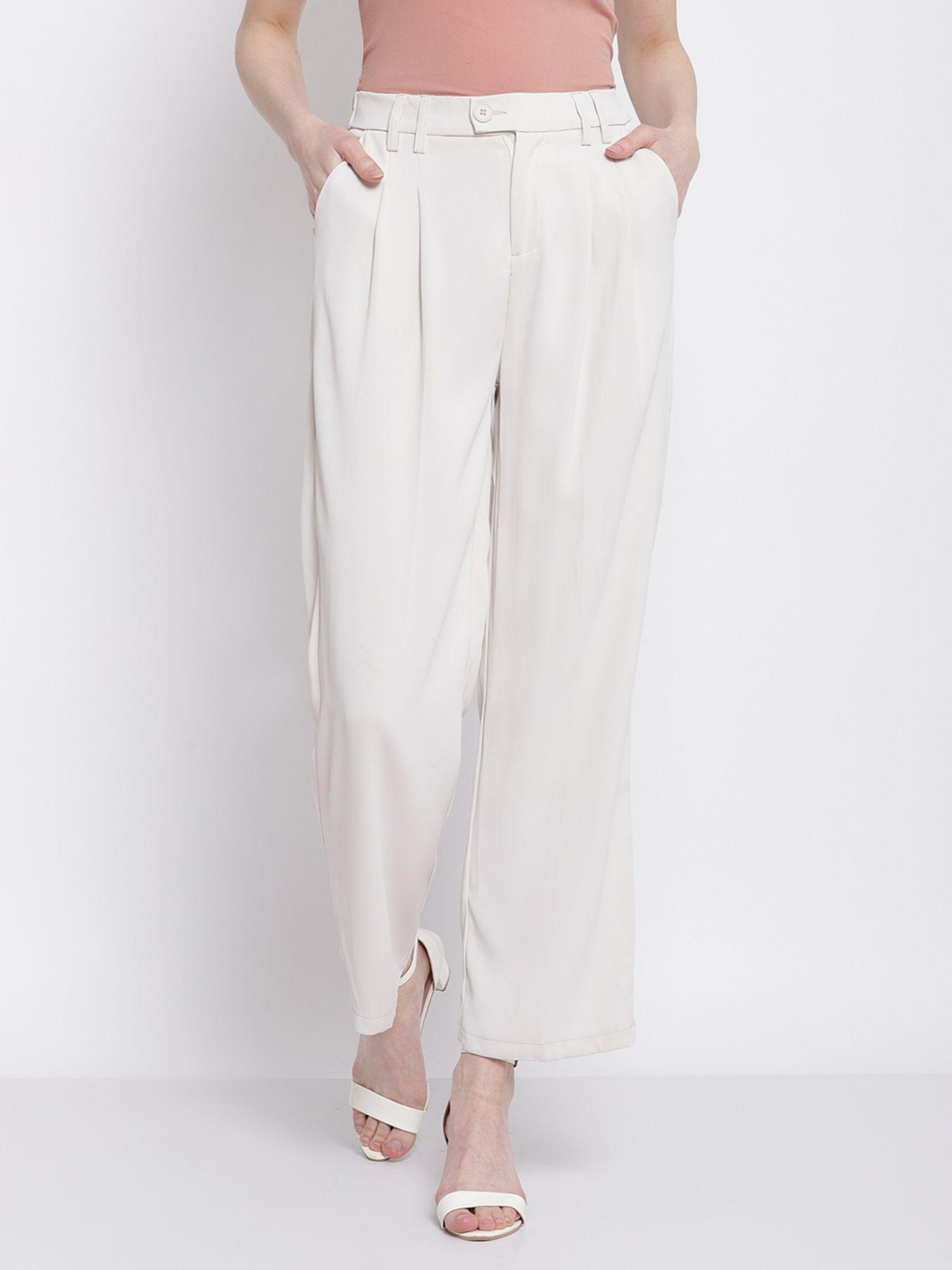 women white trousery solid trouser